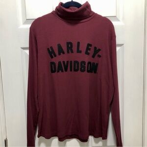Women’s Harley-Davidson Maroon Turtleneck Long Sleeve w/ felted front appliqué